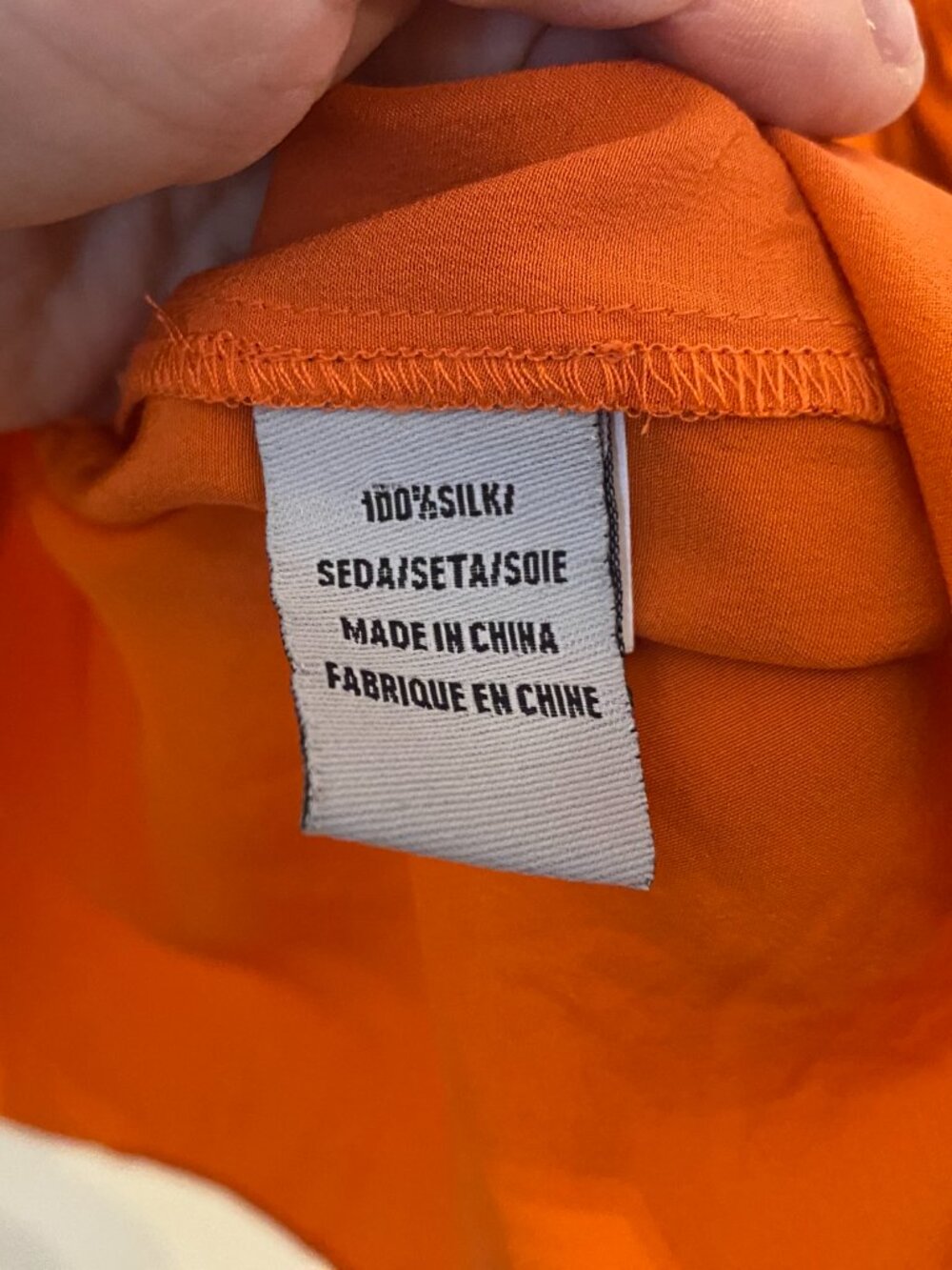 Tibi Orange Ruffle Sleeve 100% Silk Blouse Size 4 - Picture 7 of 7